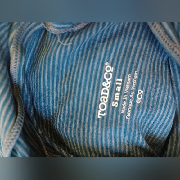Toad & Co Pinstripe Turquoise Blue and Gray Turtleneck Size Small - Picture 7 of 14